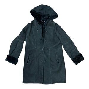 Black Sheepskin Coat with Hood - Wolff of Canada